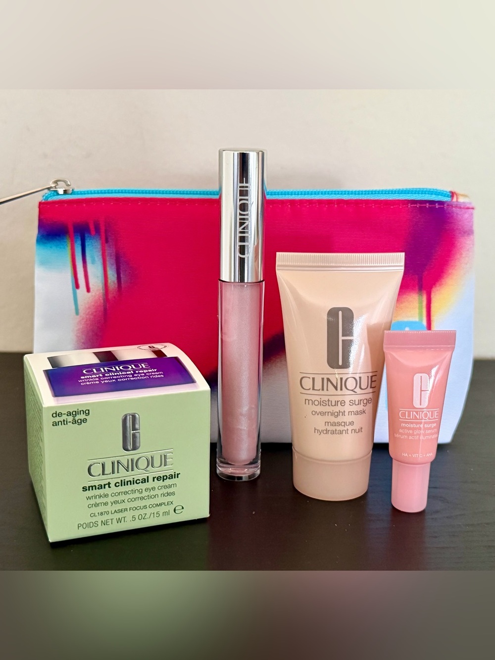 Clinique Smart Clinical Repair Eye Cream, Shimmer Lip Gloss & Moisture Surge.